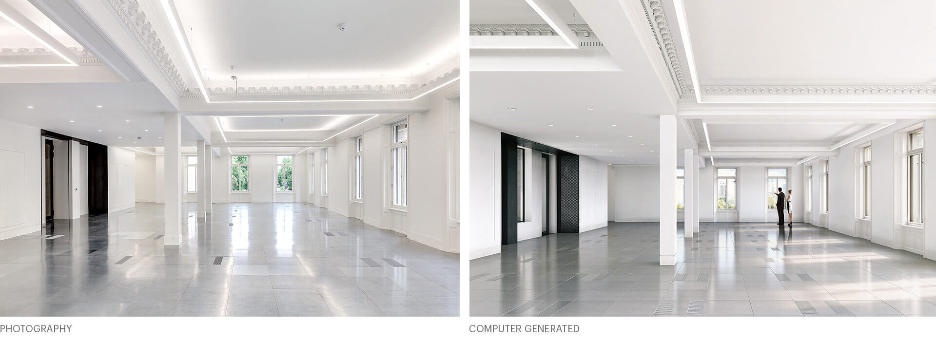 Waterloo Place, before and after architectural visualisation  